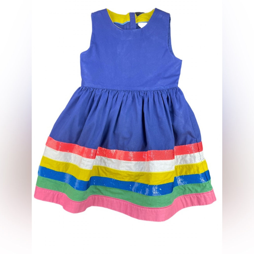 MINI BODEN Sleeveless Dress with Sequin Stripes- 7-8Y